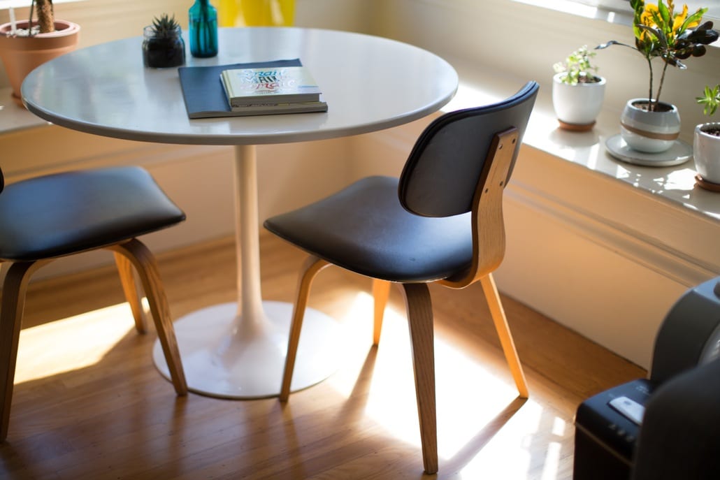 Table and two chairs ready for a meeting to talk about insurance