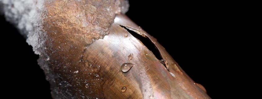 Burst Copper Pipe from a Frozen Pipe